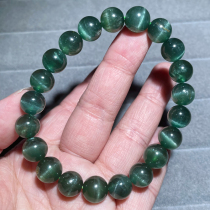 Natural Green Lithium Glow Stone Bracelet Ice Seed Cat Eye Round Pearl Small Freshener Crystal Couple Hand String Consai Stone Ornament Woman