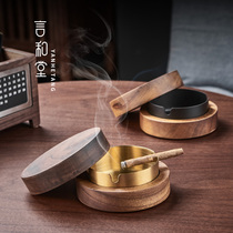 Yan Hutang returned to burning ashtray household living room with cover anti-fly ash creative trend ornaments light luxury windproof ashtray