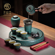  Yanhetang showerhead tea tray Kung Fu tea set Creative household teapot tea cup set Water storage tea tray small set