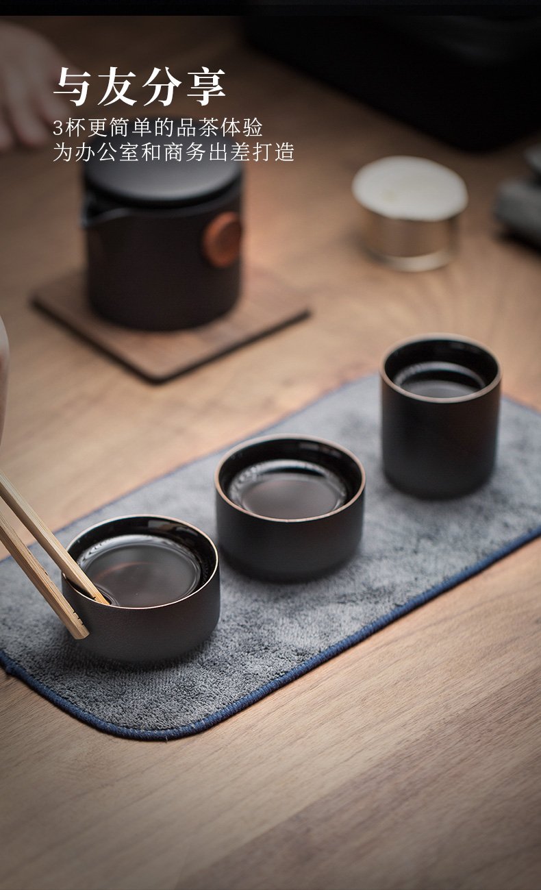 Travel kung fu tea set with crack suit portable BaoHu outside a pot of three Japanese ceramic teapot