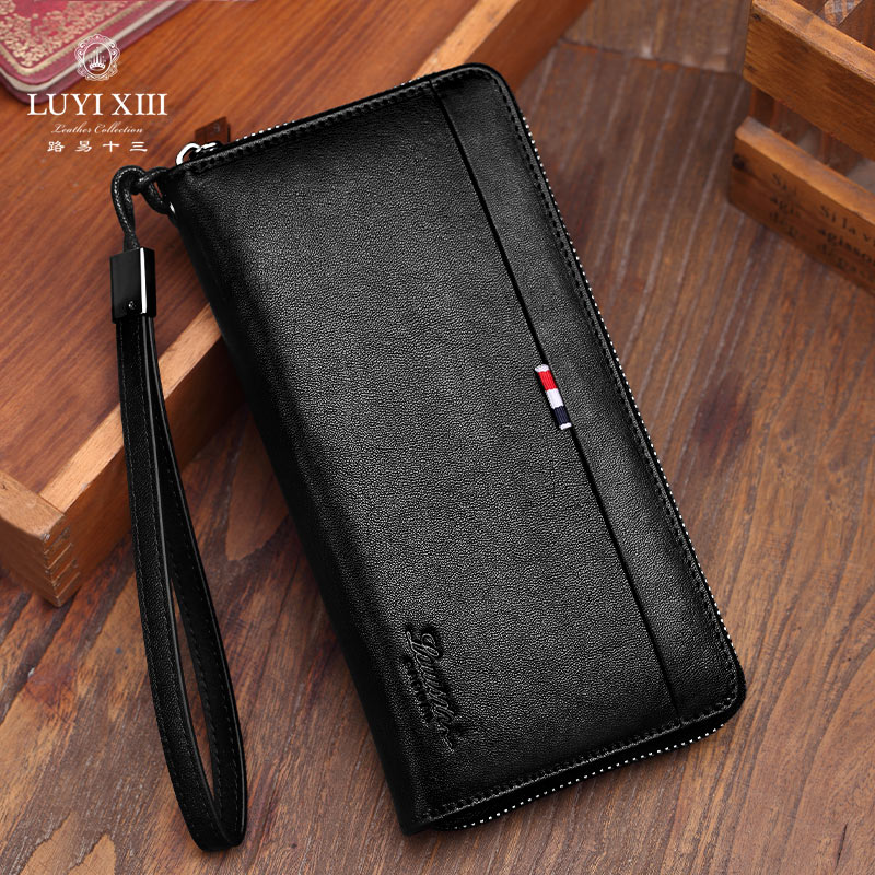 Wallet Man Real Leather Strap Leather Clip Wallet Wallet Hand Calf Leather Handbag Hand bag man's official exploits