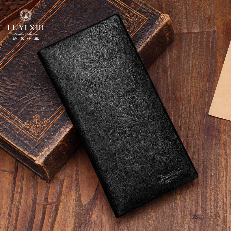 Full Leather Men's Genuine Leather Long Wallet, Top Layer Cowhide Inside and Out, Long Wallet, Men's Trendy Luxury Brand