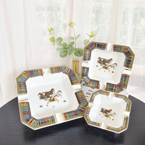 European style retro creative home ashtray living room office ashtray octagonal Matu ornaments personality trend ornaments