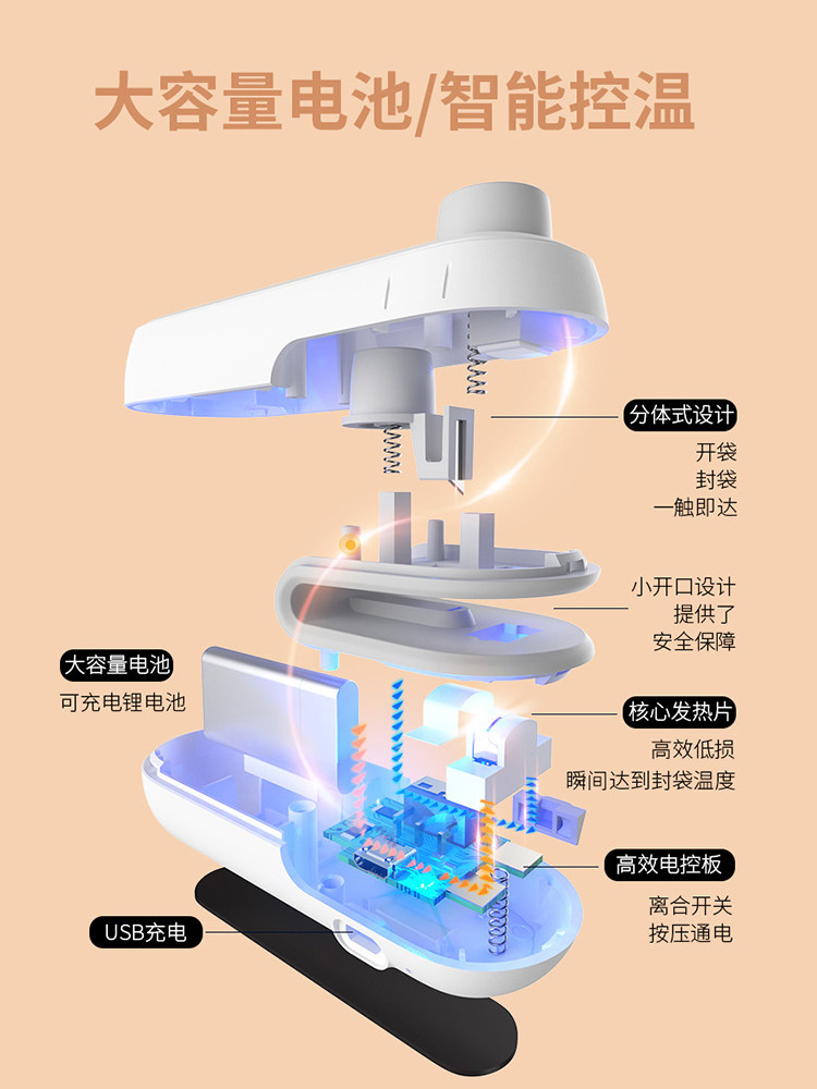 Mini Portable Sealing Machine for Snacks, Plastic Sealing Tool for Home Use, Food and Mooncake Sealing Machine, Mini Sealing Machine for Potato Chips Packaging Bags