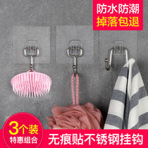 Punch-free strong hook Stainless steel wall hanging seamless sticker suction cup Bathroom towel hook kitchen door back sticky hook