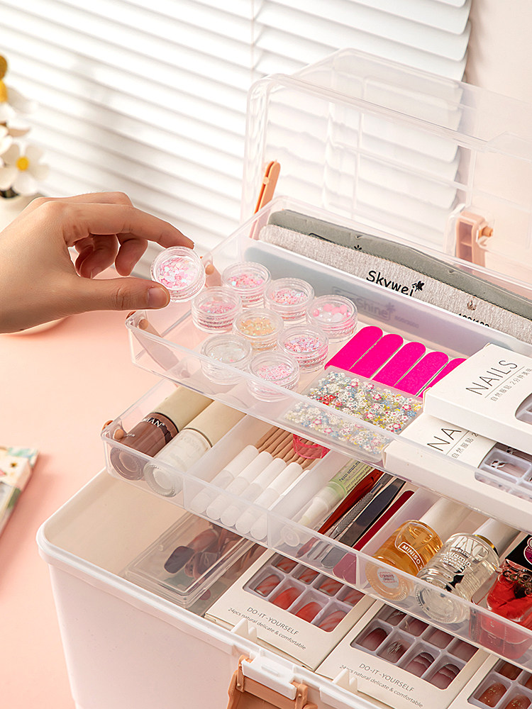 Cosmetics Storage Box, Beauty Tool Box, Skin Care Product Box, Dust-Proof Art Student Tool Box, Nail Art Storage Box, Jewelry Box