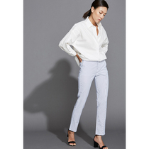  As soon as possible SHAPE Wang Xiao private clothes black and white striped professional formal trousers womens small feet show thin temperament straight trousers