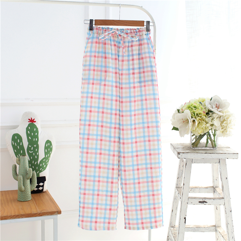 Cặp đôi quần mỏng Phần đồ ngủ phụ nữ mùa xuân và mùa thu cotton đôi gạc quần nam quần cotton muỗi quần thường nhà quần short nam