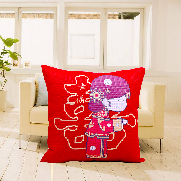 Mới 2019 đám cưới cross stitch thêu cross stitch gối kết hôn vài đoạn một cặp gối cưới mình - Công cụ & phụ kiện Cross-stitch tranh chữ thập mã đáo thành công