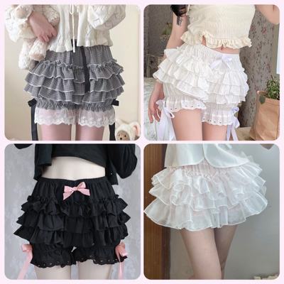 Spring and summer lightweight, sweet and cute, girlish lace bow, cotton short pumpkin leggings, flower bud shorts