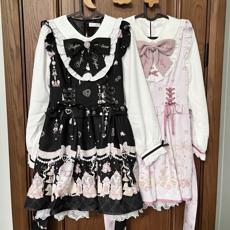 Afternoon Tea Japanese-Style Mass-Produced Sweet and Cute Printed Doll Collar Patchwork Nautica Style Lace Long-Sleeve Dress Op