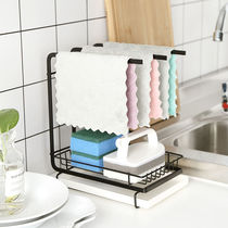 Kitchen wipe arrangement rack dishcloth drain rack free punch countertop wall hanging hanging sponge sink storage artifact