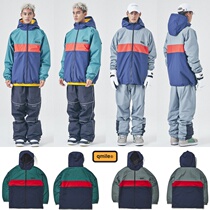 Special offer Korean ski suit jacket head hoodie mens and womens veneer waterproof and wear-resistant gray green snow lichen QMILE