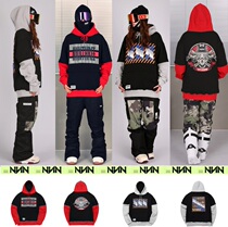 NNN Korean version of the Tide brand ski suit hoodie men and women veneer breathable loose hip hop hoodie black purple