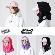 (NNN shop) Korean ski hat men and women single double board thick fleece warm face Hat Black and White purple