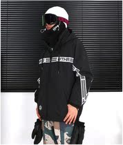1819NNN Korean ski suit mens and womens single and double board hooded waterproof windproof wear-resistant warm loose fleece black