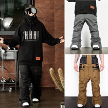 NN Korea ski pants assault pants high waterproof wear-resistant loose hip-hop mens and womens single double board pants Black gray beige