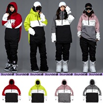 2021BOUND Korean ski suit men and women single double board warm windproof waterproof jacket head red pink fluorescent green