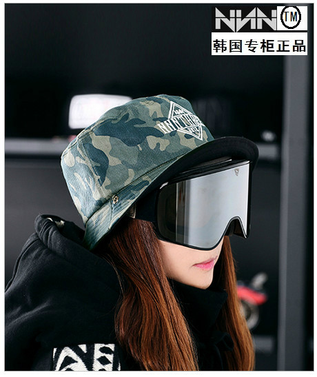 NNN ski hat South Korean male and female co-flip-floe fisherman hat black camouflak ski hat