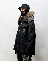 Hikaru Korean ski clothes High waterproof cold and warm snow clothes for men and women single double board assault clothes cotton clothes Black