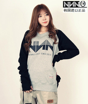 Special NN Korean ski sweater long loose round neck T-shirt outdoor hoodie men and women single double board black gray color