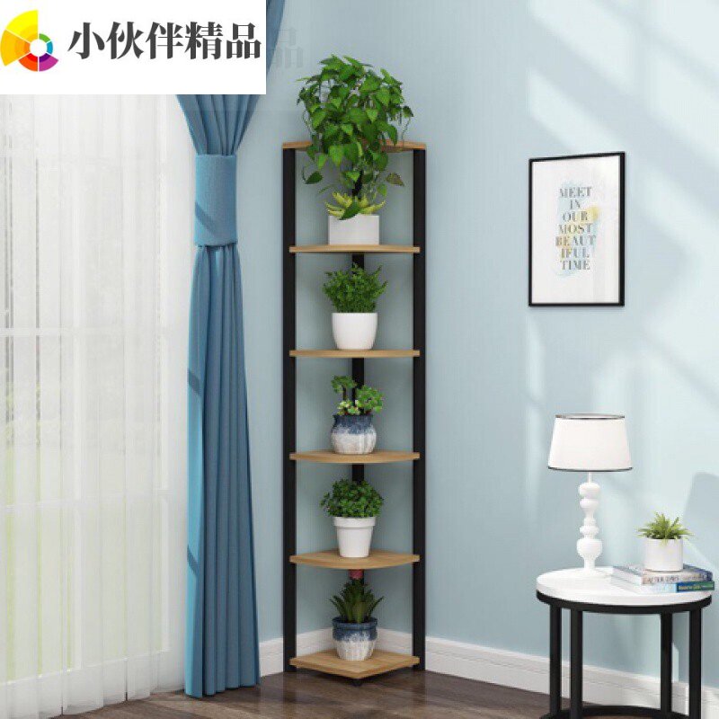 Corner triangle fan-shaped rack flower rack multi-layer corner rack living room space-saving flower pot floor-to-ceiling gold ge rack