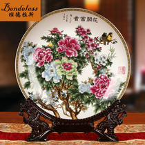 Decorations on the Banderas Jingdezhen Ceramic TV cabinet Decorative Pendulum porcelain tray Dining Room Flowers open rich and expensive hanging tray
