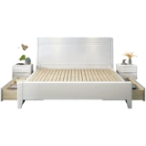 Северный ветер белый сплошной деревянный кровать главная спальня на один метр восемь двуспальных кроватей современный минималистский хранение высокая коробка 1 -метра 8 кровать