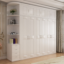  Modern Chinese solid wood wardrobe 4 5 6 door overall locker Simple master bedroom flat door wooden large wardrobe