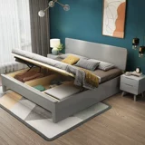 Северная кровать из сплошной древесины Серый 1,8 метра 1,5 м двойная главная спальня 1.35 Одинокий человек 1,2 легкая роскошная простая кровать для хранения коробки