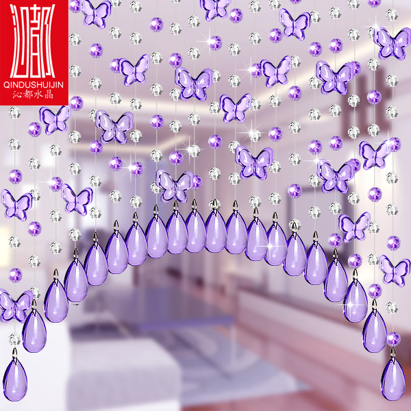 Crystal Pearl curtain door blinds DECORATIVE BEDROOM LIVING ROOM CUBICLE CURTAIN AISLE FINISHED BUTTERFLY SEMI-HANGING CURTAIN FREE OF PUNCH