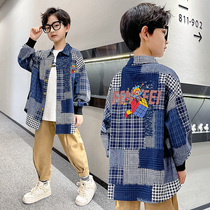 Boy Shirt Long Sleeve Spring Autumn Fried Street 2022 New CUHK Child Tide Models Boy Spring Dress Shirt Handsome 100 hitch