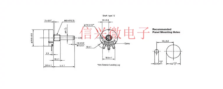 Chiết áp màng carbon RV24YN20S B102 B202 B502 B103 B203 B503 B104 B204