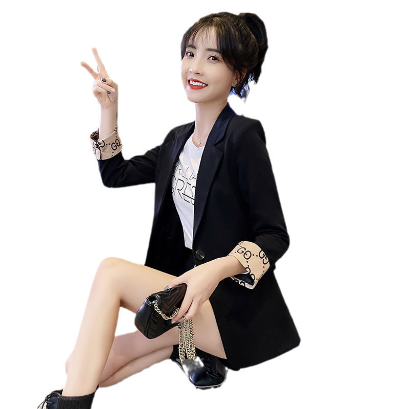 Light luxury fashion black small suit jacket female 2022 net celebrity autumn temperament British style casual suit top