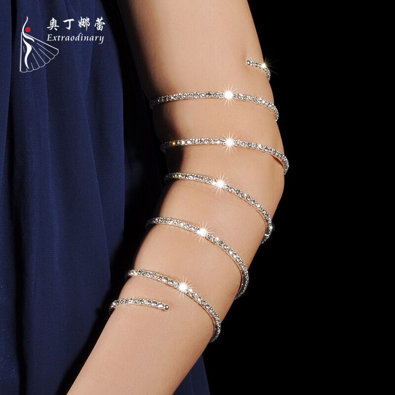 Belly dance tribal wind jewelry performance performance bracelet long belt sequin chain rhinestone bracelet accessories arm chain dance accessories