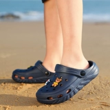Детские тапочки в стиле Crocs для мальчиков, нескользящая пляжная обувь, босоножки, мягкая подошва, закрытый носок, можно носить двумя способами