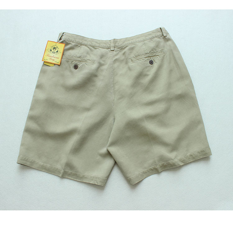 Mùa hè văn học mới Sven nam retro 100 lụa dệt lụa Bermuda quần short giản dị (sọc 2) quần short thô nam