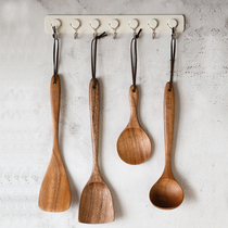 Lcliving Thailand imported stir-fry shovel Soup rice spoon frying shovel Kitchen spatula Chopsticks Household wooden non-stick pan