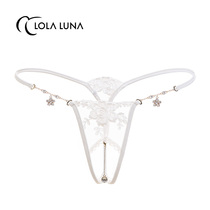 French Lolaluna ballet] white lace embroidered fabric without marks and hip pants female white