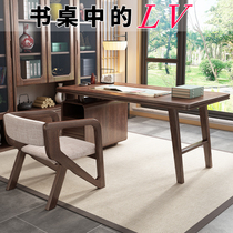 High-end full solid wood New Chinese Walnut Wood Desk Light Extravagant Modern Desk Home Book House Furniture Suit Combination