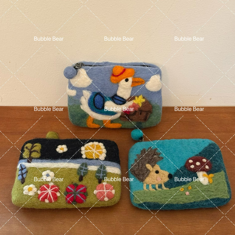 Nepalese Wool Felt Coin Purse, Mini Small Bag, Storage Bag, Earphone Bag, Wallet, Document Storage Bag Nepalese Wool Felt Coin Purse, Mini Small Bag, Storage Bag, Earphone Bag, Wallet, Document Storage Bag
