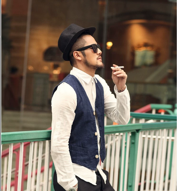 [Đặc biệt hàng ngày] Áo vest bằng vải cotton và vải lanh mùa hè mỏng mỏng giản dị nghệ thuật áo vest nam - Áo vest cotton các kiểu áo ghi lê nam