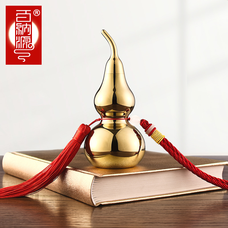 Copper gourd ornaments five emperors money pendant door-to-door pure copper trumpet gold-plated car copper gourd handicraft gift