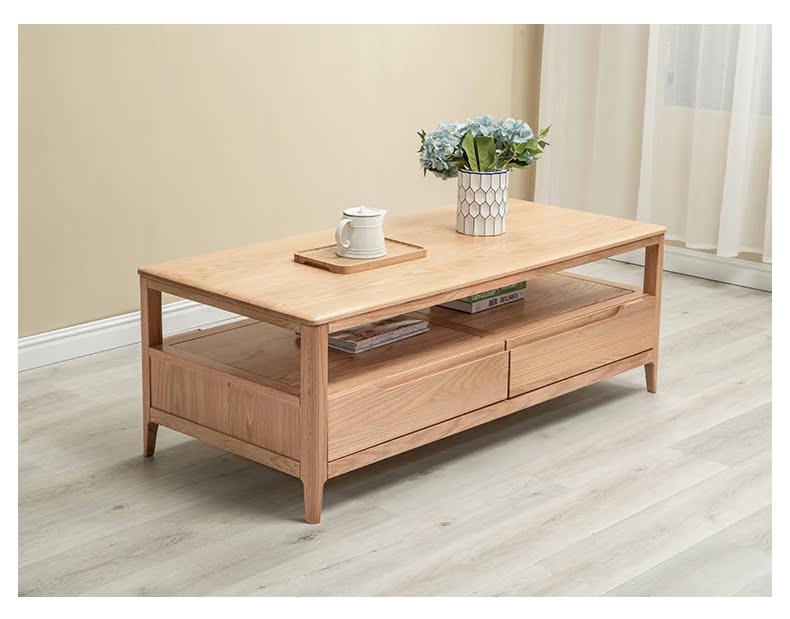 Shengshi Linyuan bàn cà phê gỗ rắn Bắc Âu bàn trà gỗ sồi hiện đại bàn cà phê phòng khách đơn giản căn hộ nhỏ đăng nhập đồ nội thất - Bàn trà bàn uống nước