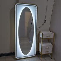 Net Red Barber shop mirror table ironing flat flat single-sided double-sided mirror LED mirror with light hairdressing mirror hair salon dedicated