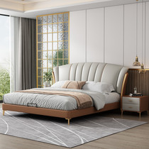 French light luxury leather bed master bedroom soft bag can be customized 2 2 double beds simple modern Italian minimalist fashion