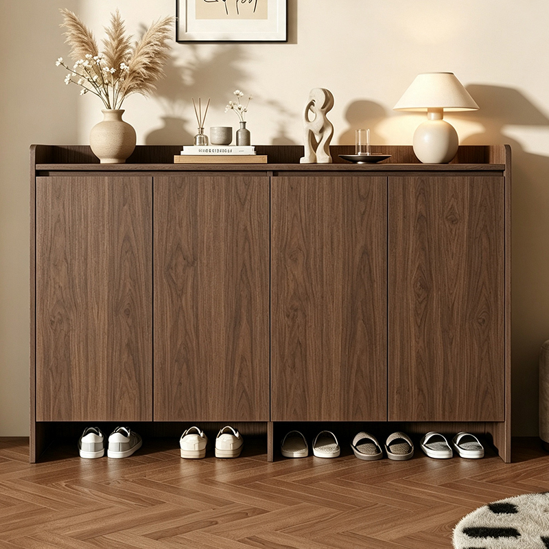 Solid Wood Shoe Cabinet for Home Entrance 2026 New Model Shoe Rack for Entryway and Hallway Large Capacity Storage Cabinet for Outside Corridor