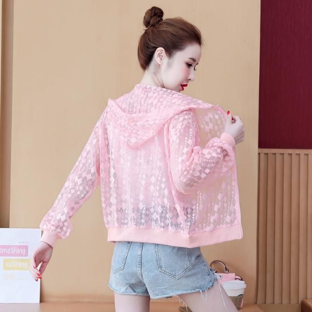 2026 Summer New Thin Semi-Sheer Sunscreen Lace Top Plus Size Loose Hooded Long Sleeve Jacket for Women