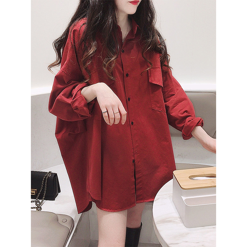 Extra Large Size 150kg Angora Red Retro Style Shirt Jacket for Men and Women, Stylish Long-Sleeve Slim-Fit Shirt 2