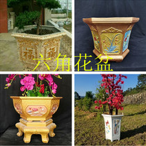 Cement flower pot mold Hexagonal European-style thickened bonsai cast-in-place plastic model Concrete abrasive Roman column mold